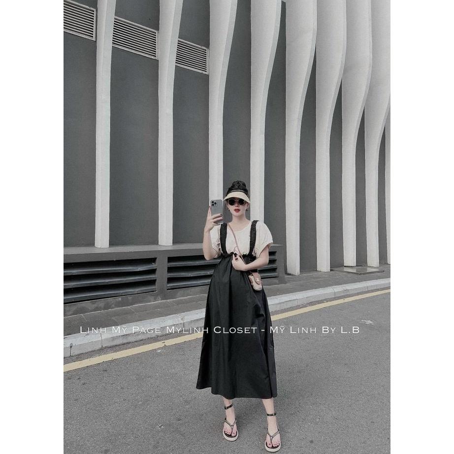 Váy Bầu Yếm Công Sở Mùa Hè Kèm Áo Rời Thiết Kế Lịch Sự Dễ Thương Đầm Bầu Đi Làm Dự Tiệc - bauxinh