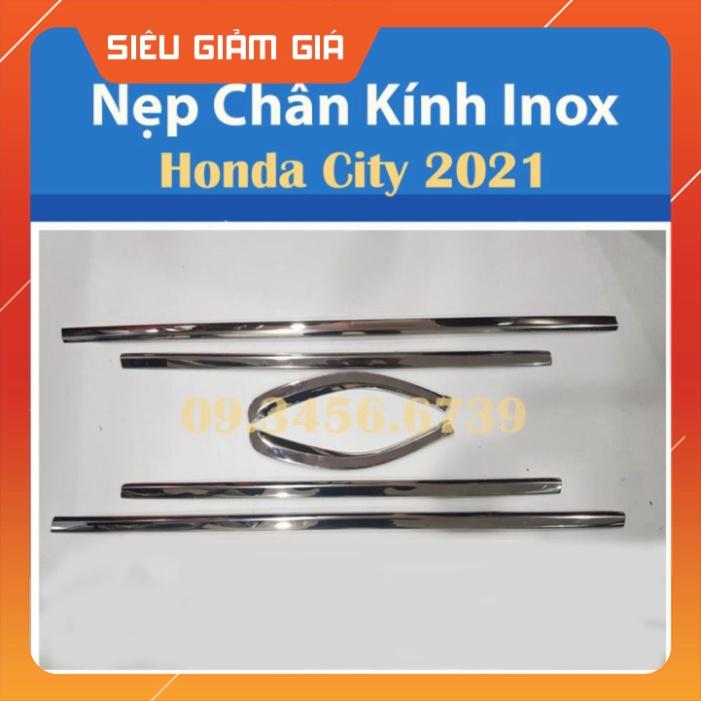City, Nẹp Chân Kính inox Honda City 2021 bộ 6 Chi tiết