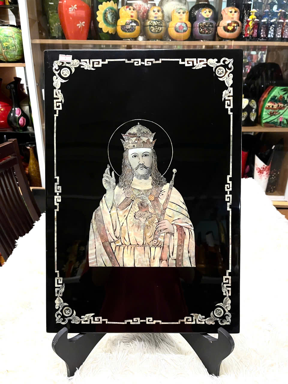 Tranh Sơn Mài - CHÚA KITÔ VUA | Khảm Cừ Cao Cấp – Ốc Chìm | Hàng Xuất Khẩu | Size 34x49 cm