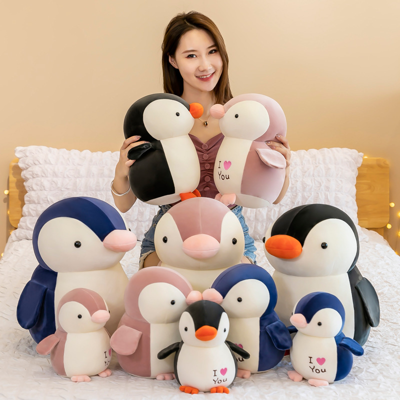 Gấu Bông Chim Cánh Cụt I Love You Siêu Dễ Thương Mềm Mịn Cho Bé Yêu (25cm---&gt;35cm) Vải Miniso 4 Chiều Co Giãn Êm Ái, Hàng Cao Cấp An Toàn Cho Trẻ Nhỏ