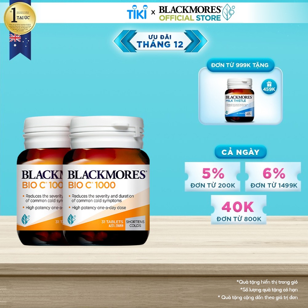 Combo 2 Lọ 31 Viên Uống Bổ Sung Vitamin C Blackmores Bio C 1000mg