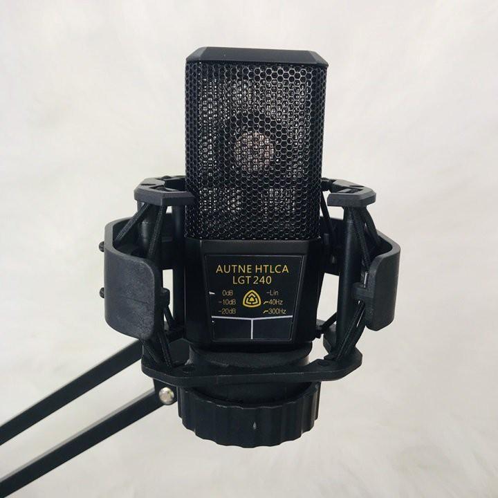 Bộ Combo livestream thu âm karaoke micro LGT 240 Sound card XOX K10 - Full phụ kiện ma1 kẹp micro, màng lọc, tai nghe