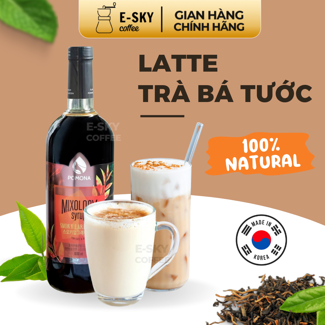 Siro Trà Bá Tước Khói Pomona Smoky Earl Grey Syrup Nguyên Liệu Pha Chế Hàn Quốc Chai Thủy Tinh 1 Lít