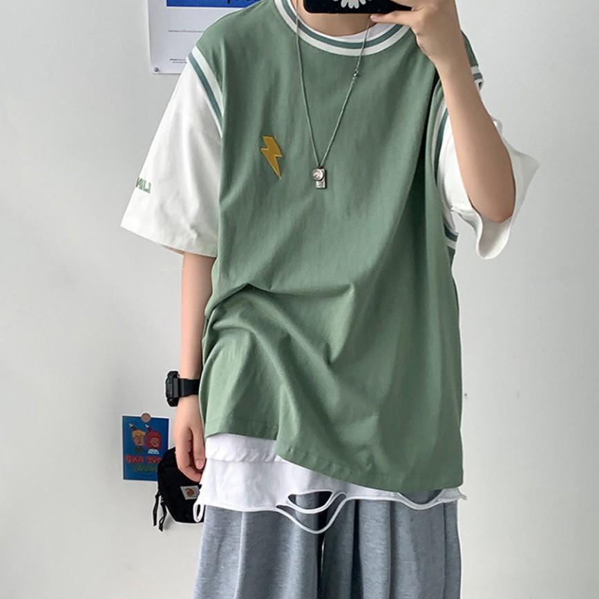 Á   Áo thun unisex tay lỡ form rộng Áo phông mặc lớp, nhóm, cặp thêu hình thời tiết