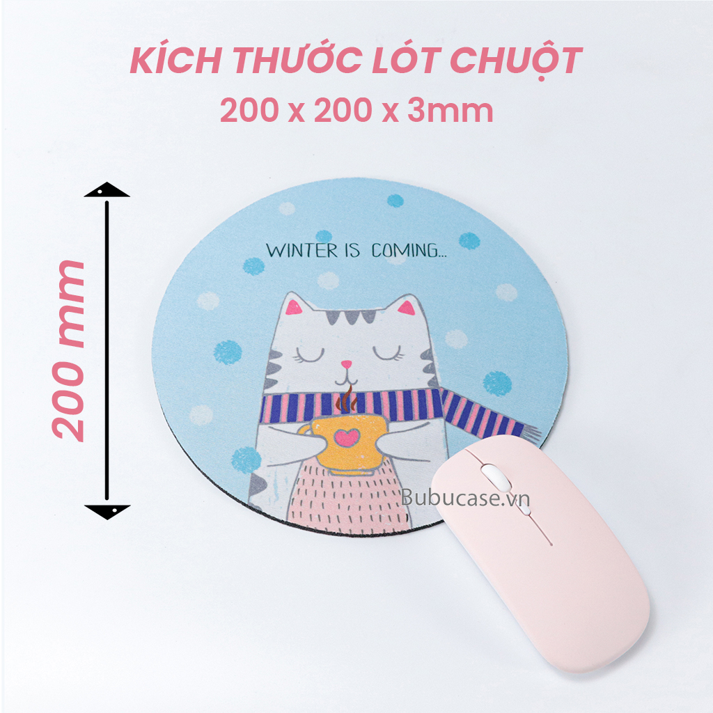 Miếng Lót Chuột, Bàn Di Chuột Hình Tròn Đường Kính 20 cm - Họa Tiết Hoạt Hình Dễ Thương Tùy Chọn, Dùng Cho Văn Phòng