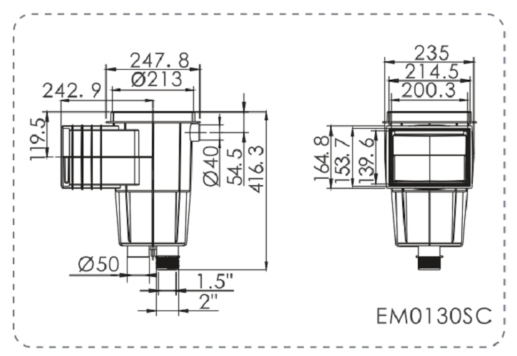 Hộp thu nước mặt hồ bơi Emaux EM0130-SC