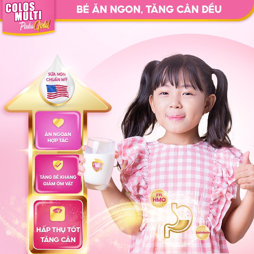  Sữa Non Colos Multi Pedia Gold hộp 28 gói x 16g chuyên biệt hỗ trợ giúp bé ăn ngon và tăng cân đều