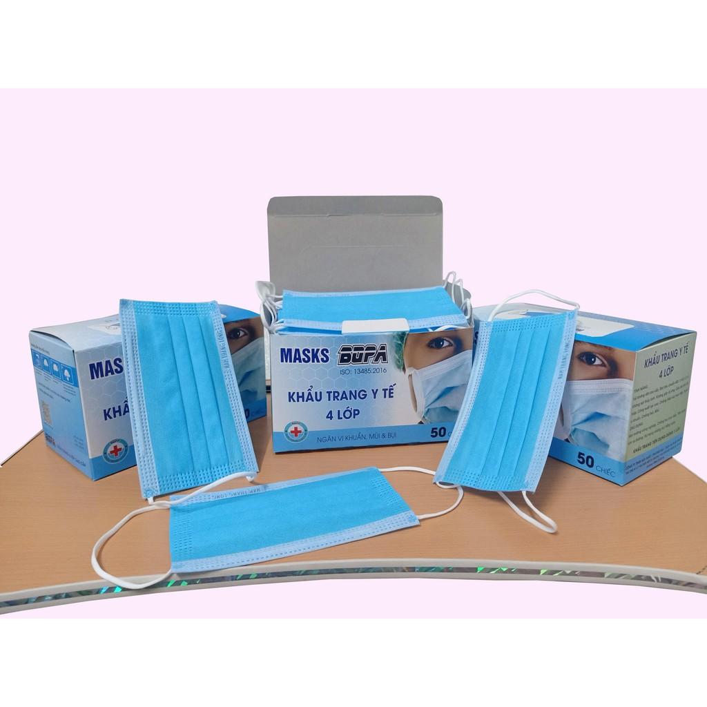 Khẩu Trang Y Tế BOPA Cao Cấp Loại 4 Lớp - hộp 50 cái chuẩn công ty