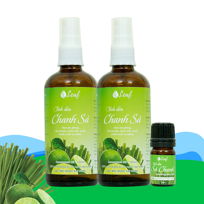 Combo Tinh dầu xịt phòng sả chanh, khử mùi xua đuổi muỗi