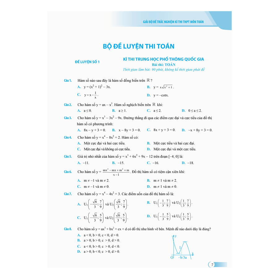 Giải Bộ Đề Trắc Nghiệm Kì Thi THPT Môn Toán