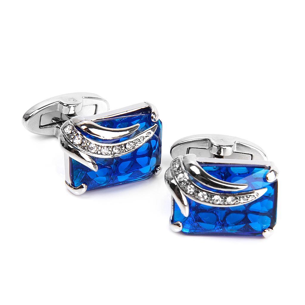 3-4pack Men's Rectangle Blue Crystal Cufflinks Shirt Cuff Links Wedding Party
