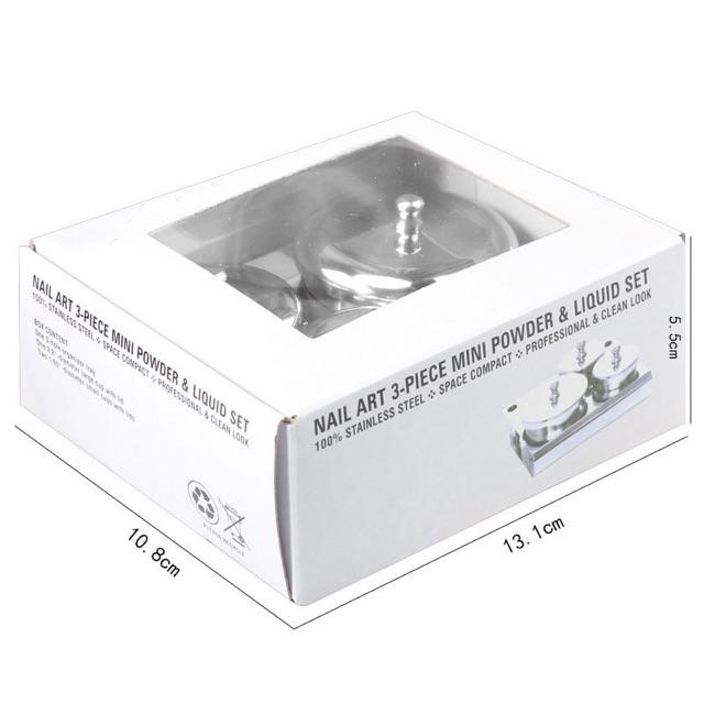 Bộ 3 cái ly inox đựng lưu Huỳnh và bột đắp làm tay nail