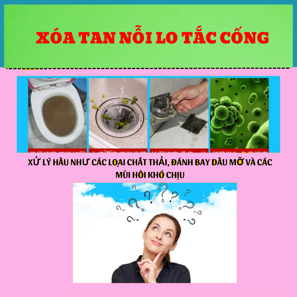 Chai Bột Thông Cống Cực Mạnh Tẩy Vệ Sinh Bồn Cầu, Bồn Rửa Chén Bát, Đường Ống, Bồn Rửa Mặt Cực Kì Hiệu Quả