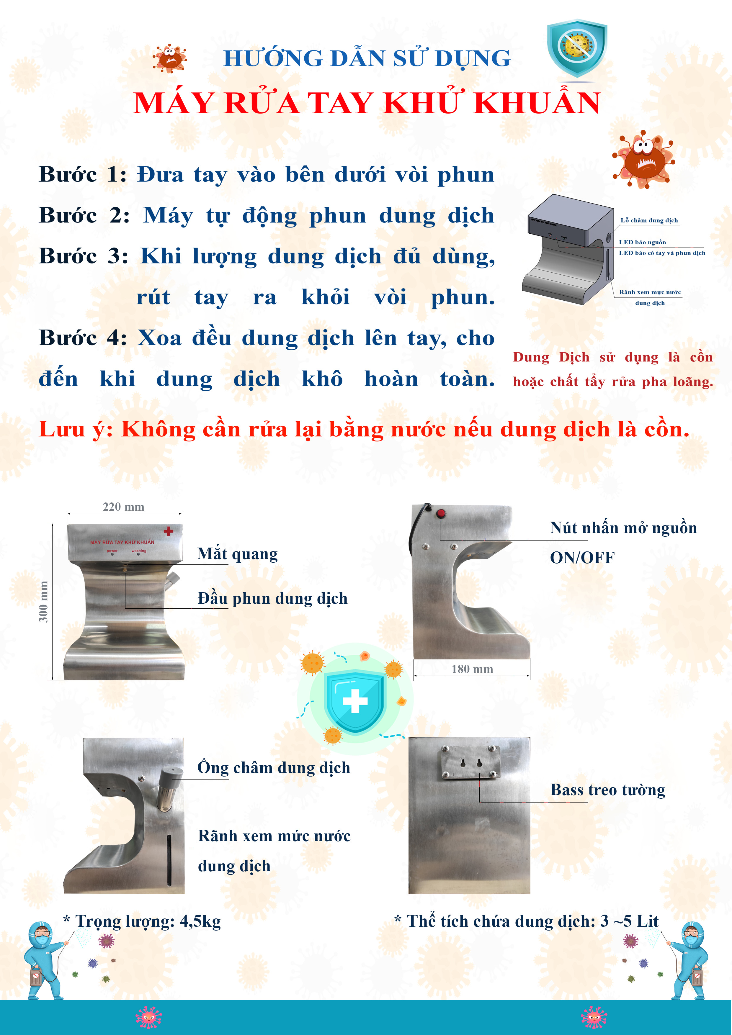 Máy Phun Dung Dịch Rửa Tay Tự Động