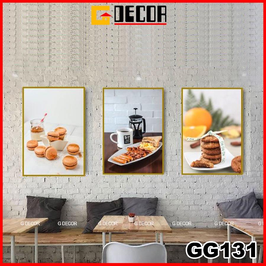 Tranh treo tường canvas khung gỗ 3 bức phong cách hiện đại Bắc Âu tranh đồ ăn trang trí phòng ăn,phòng ngủ spa 131