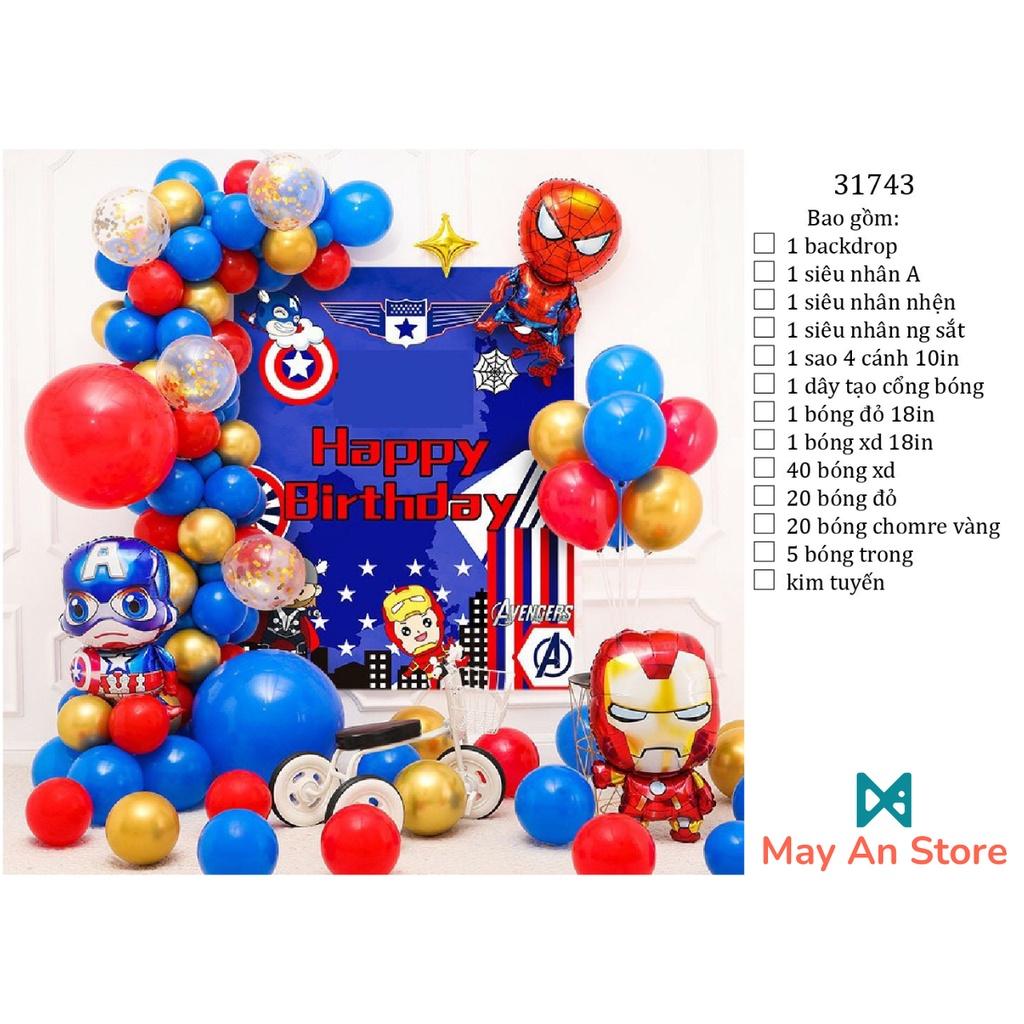 SIÊU ANH HÙNG BACKDROP - Combo bong bóng trang trí sinh nhật dễ thương