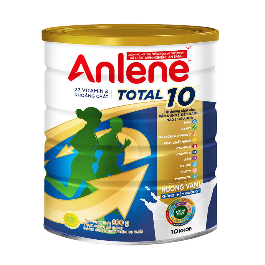 [MỚI] Sữa bột bổ sung dinh dưỡng Anlene Total 10 lon 800g - Tặng kệ 2 tầng