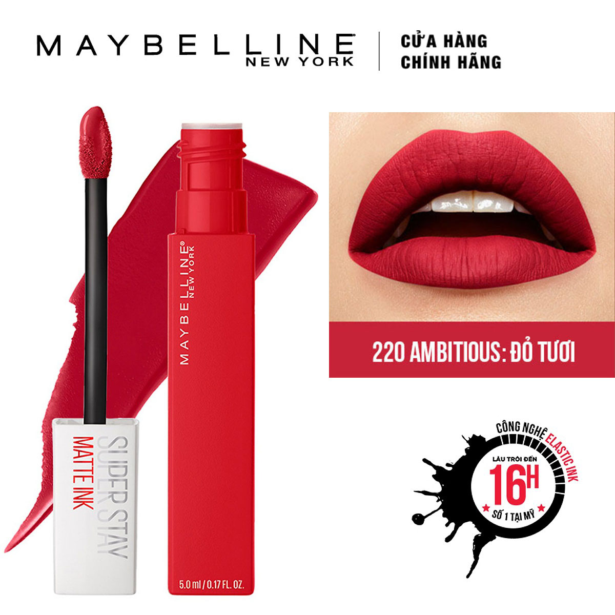 Son Kem Lì Maybelline Super Stay Matte Ink 5ml - Màu 220 Ambitious