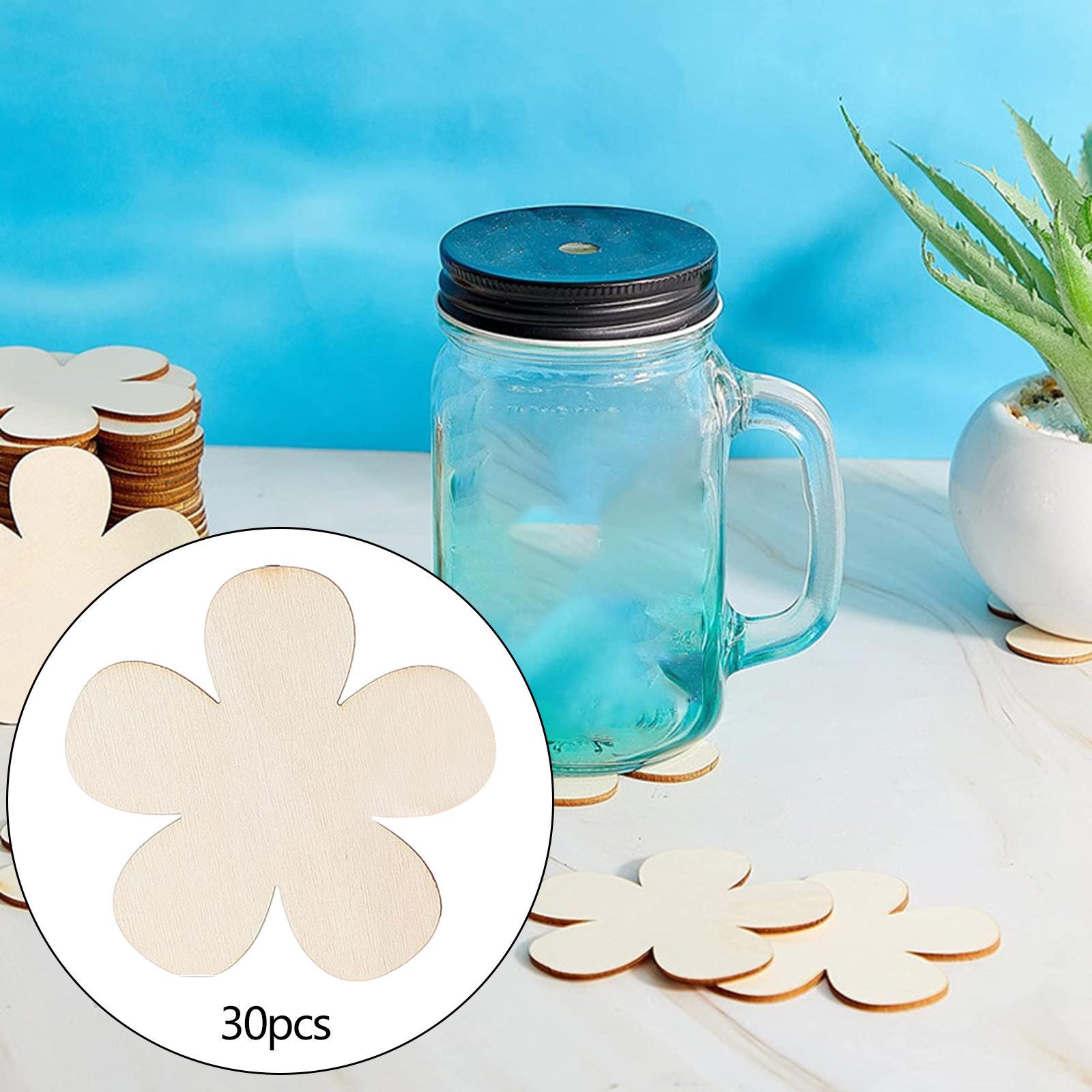 30x Unfinished Blank Wood Coaster, Wooden Slices Photo Props, Embellishments Wood Plaque Unfinished Wood Cutout for Garden Holiday Decorations