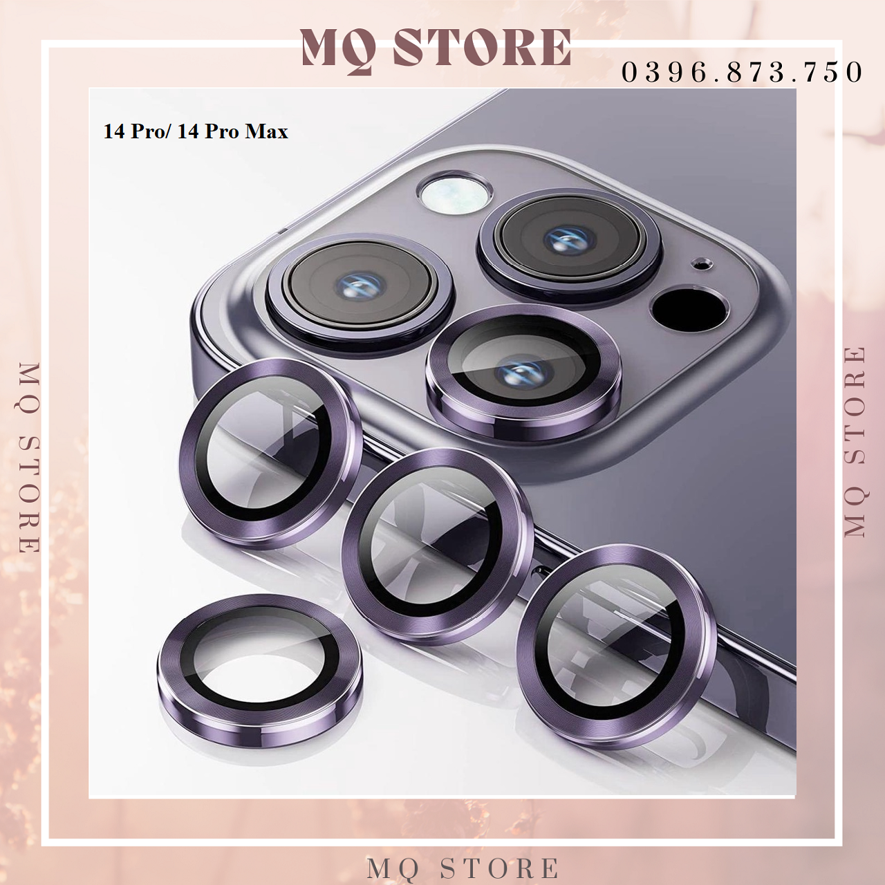 Ốp viền kính màu tím bảo vệ camera chống trầy xướt dành cho iPhone 14 Pro/ 14 Pro Max/ 14/ 14 Max