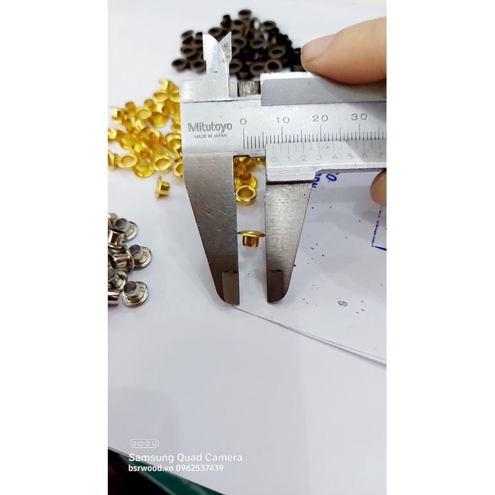 Khoen ore mắt cáo 4mm Bằng Thau không gỉ Màu bạc, vàng, đen, đồng Khuy mắt cáo bấm vải, quần áo, túi xách, đồ da