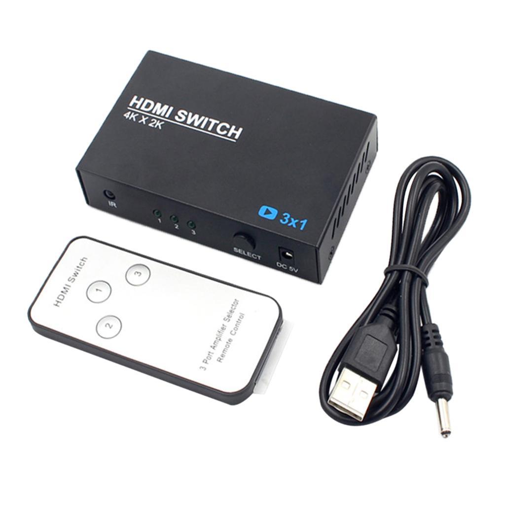 4Kx2K 3x1 HDMI Switch HUB Splitter Converter Switcher with Remote Control