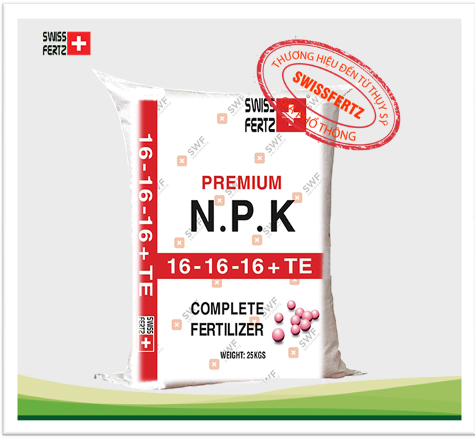 Phân bón NPK 16-16-16+TE Túi Zip 975GRAM - Cây hấp thụ nhanh, kích thích rễ phát triển - Phân dấu cộng Swissfertz Việt Nam