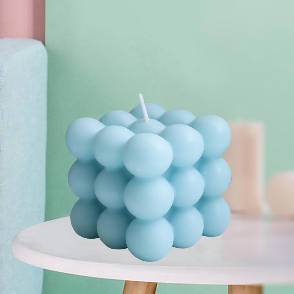 2x INS Small Soy Wax Cube Candle Bedroom Decoration Pink + Blue Dessert Candle
