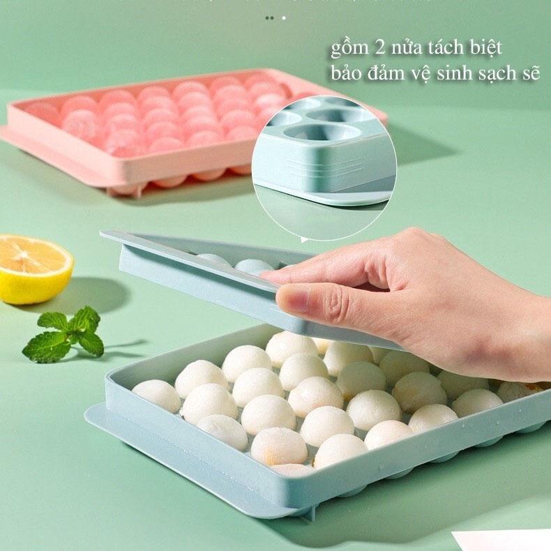 Khay Đá, Khuôn Đá, Khuôn Làm Thạch Vỉ 33 Việt Nhật Viên Dang Tròn Có Nắp Đậy