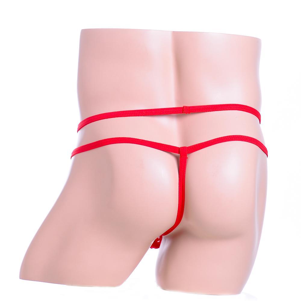 Men's Sexy Low Rise Underwear Lace Coins Double Belts See-through Briefs Thongs