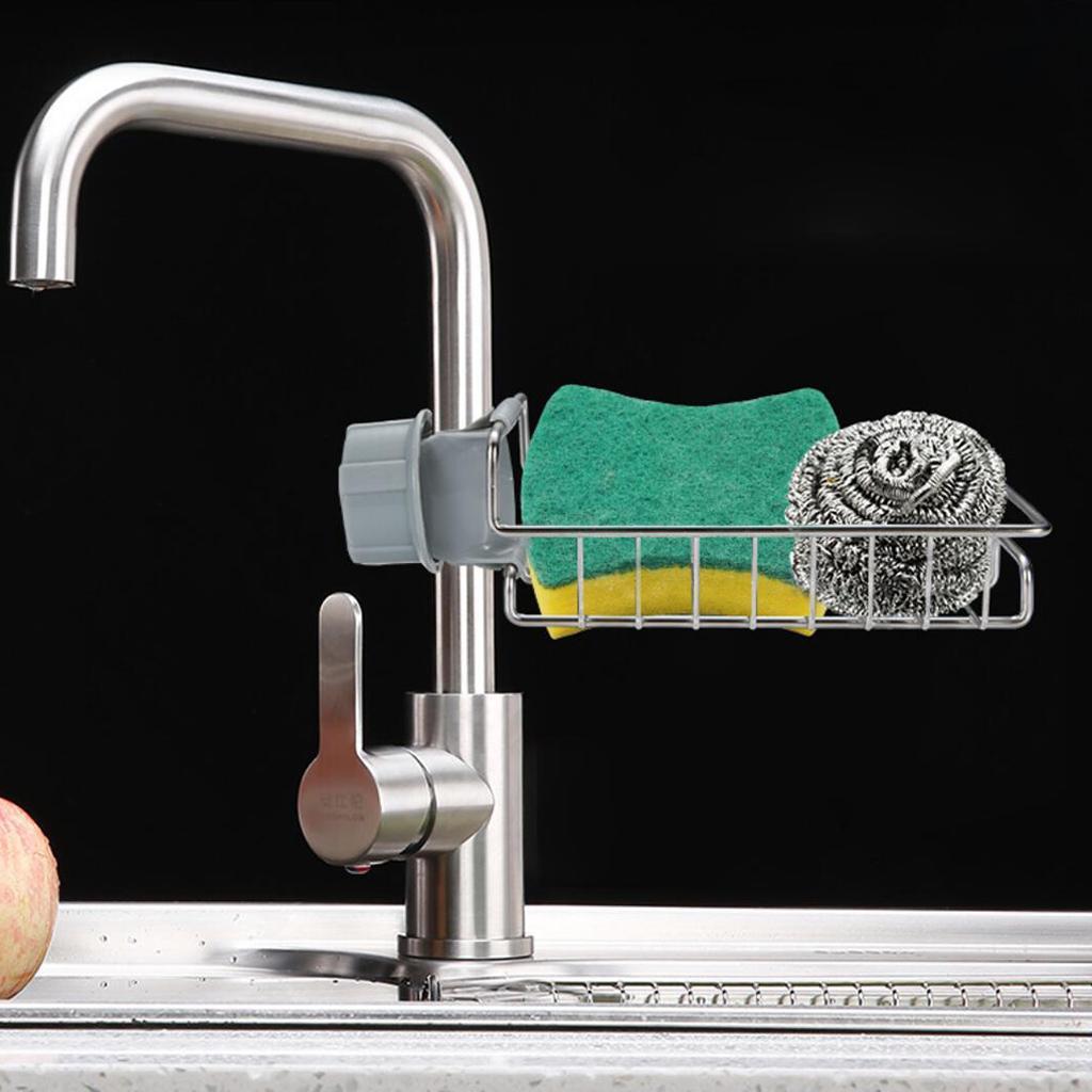 Faucet Shelf Bathroom Soap Scrubber Sponge Holder Storage Organizer Rack