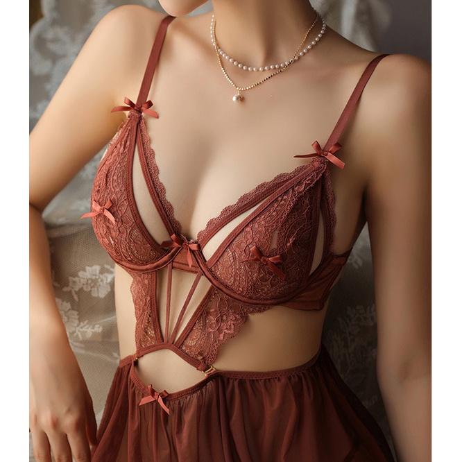 Bộ Váy Ngủ Sexy Ren Lưới Cao Cấp Có Kèm Quần Lọt Khe CT481