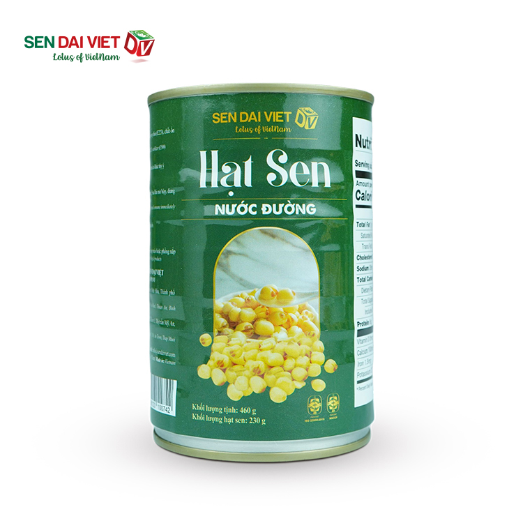 [6 Lon] Hạt Sen Nước Đường- Hương Vị Thơm Ngon, Dễ Dàng Sử Dụng, ĐV- Sen Đại Việt- Lon 460g