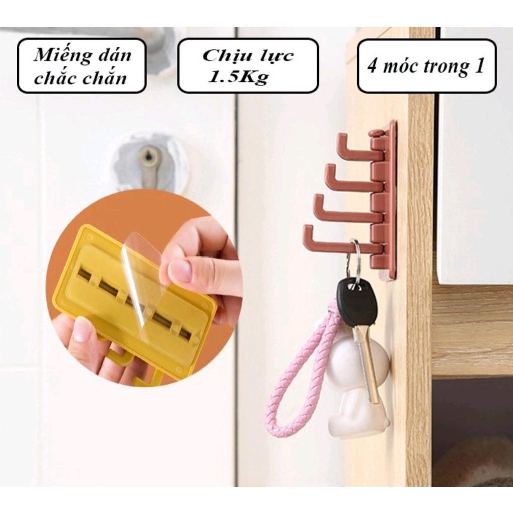 Móc Treo Đồ Dán Tường 4 Nhánh Xoay - Móc Dán Tường Siêu Dính