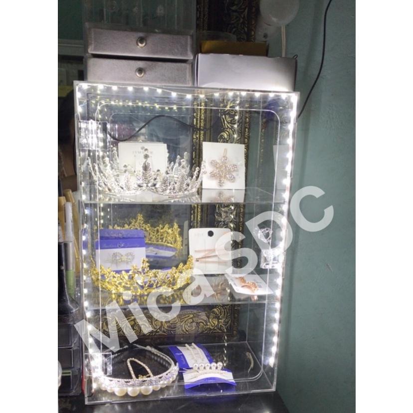Tủ Mỹ Phẩm 3 tầng Gắn đèn Led - Tủ mica đựng nước hoa - mỹ phẩm giá rẻ