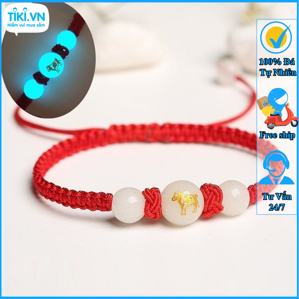 Vòng tết chỉ đỏ con giáp tuổi sửu - Vòng tay đá hình con trâu - May mắn tài lộc - Bảo hành 12 tháng