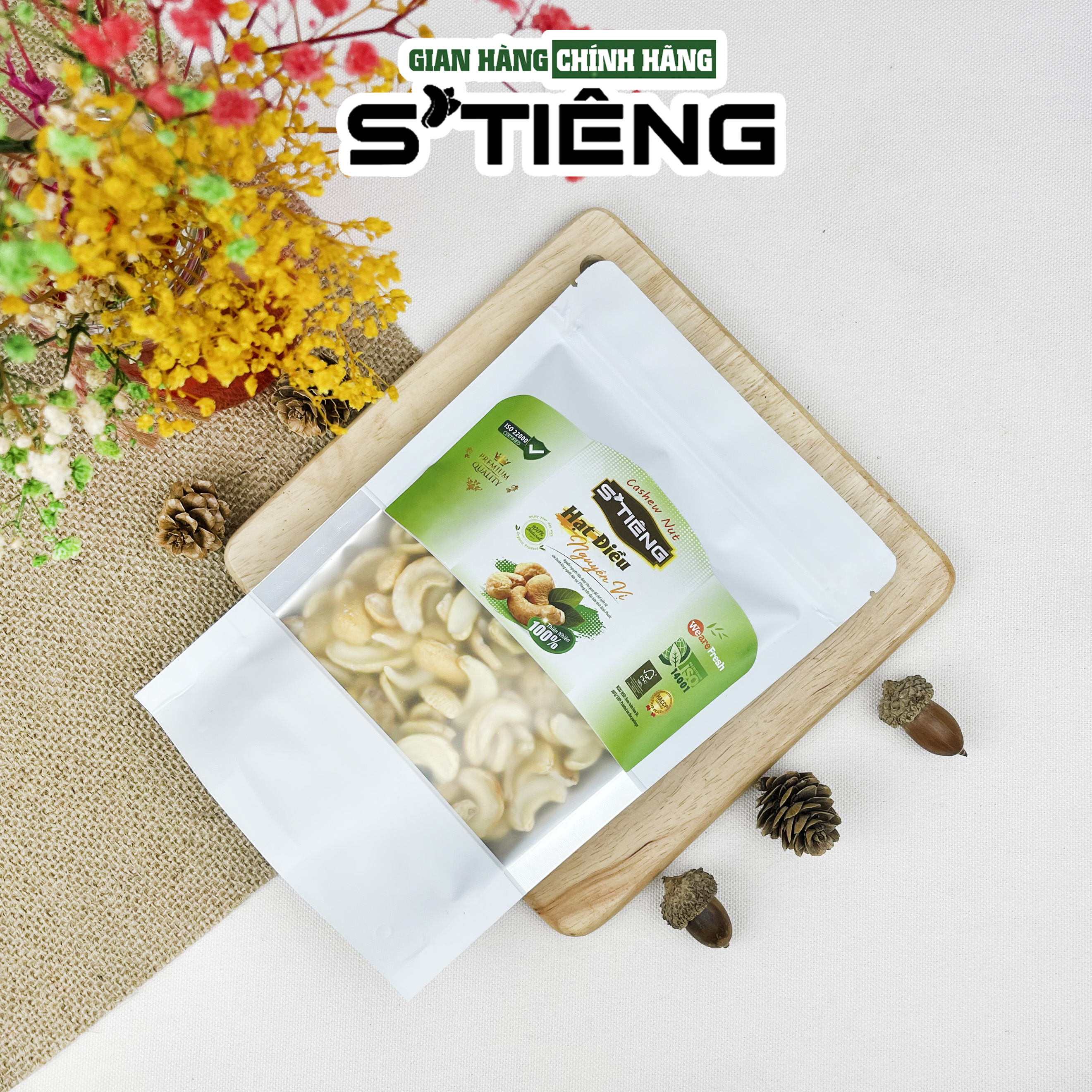 Hạt Điều Nguyên Vị Sấy Chín Không Muối Sạch Vỏ S'TIÊNG Loại Vỡ Đôi