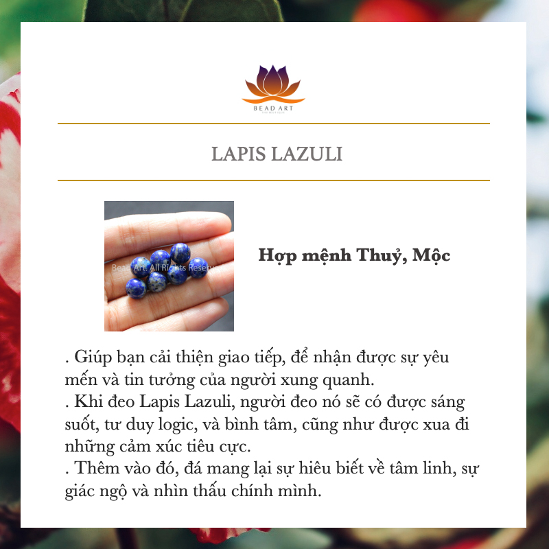 [5 Hạt/10 Hạt] 3MM Đá Lapis Lazuli Xanh Dương Thiên Nhiên Size Mini, Phối Vòng Tay Phong Thuỷ, Chuỗi Hạt, Mệnh Thuỷ, Mộc - Bead Art
