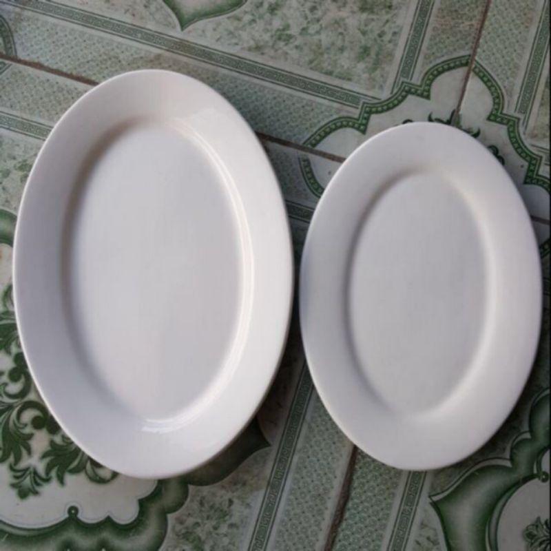 Đĩa sứ trắng hình bầu dục - đĩa soài trắng