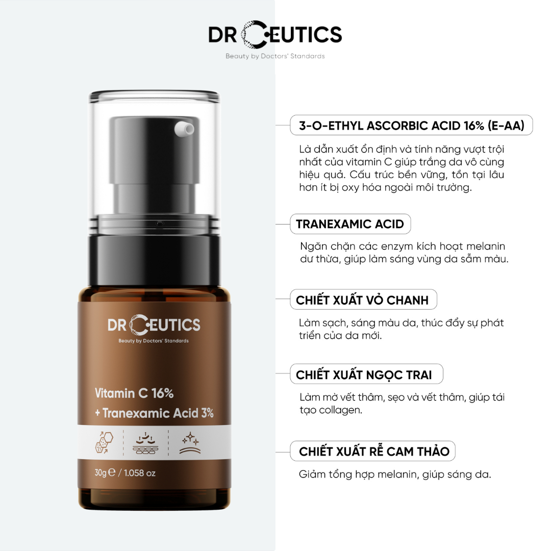 Tinh Chất Ngăn Ngừa Lão Hóa Và Làm Sáng Da Dr.Ceutics Vitamin C 16% + Tranexamic Acid 3%