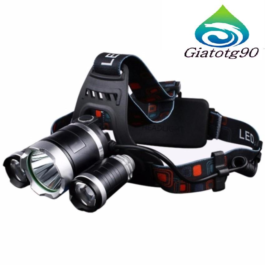Đèn pin đội đầu 3 bóng ánh sáng trắng chạy 2 pin 206486.