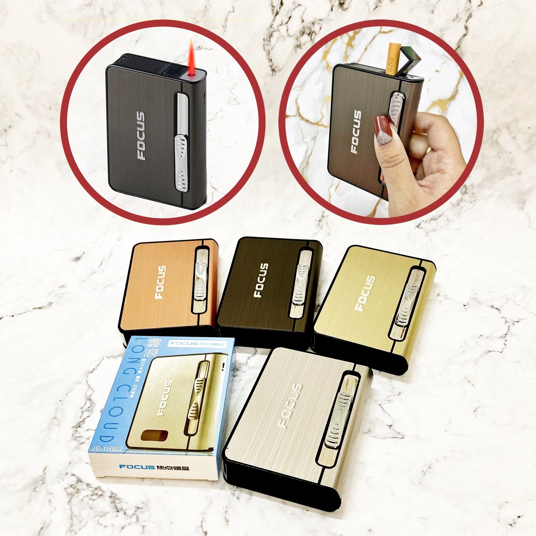 Hộp Quẹt Bật Lửa Khè - Hộp Đựng Thuốc Focus 10 2in1 tiện lợi, Mẫu mới 2023