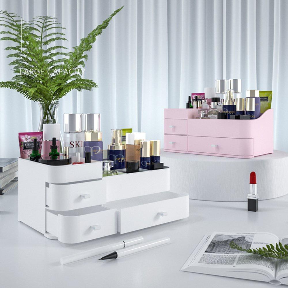 Kệ đựng mỹ phẩm khay để đồ trang điểm mỹ phẩm makeup đa năng bằng nhựa 2 tầng nhiều ô để bàn