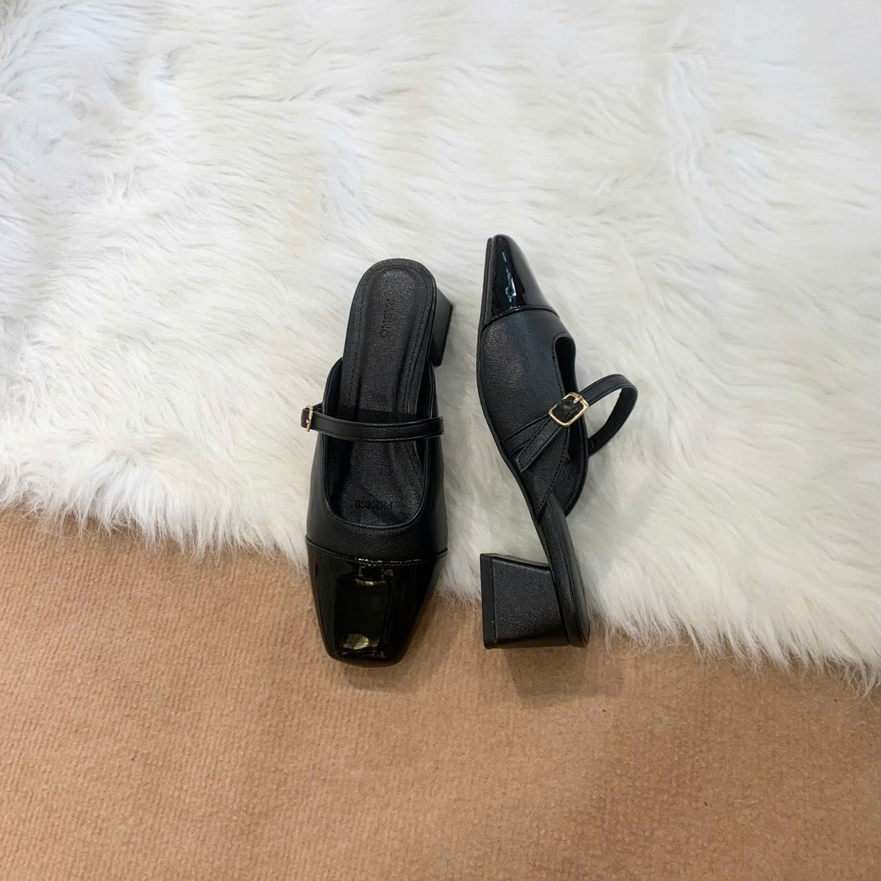 [PABNO] GIÀY CAO GÓT MULES THỜI TRANG 4CM MULES MŨI VUÔNG PHỐI – PABNO PN20030