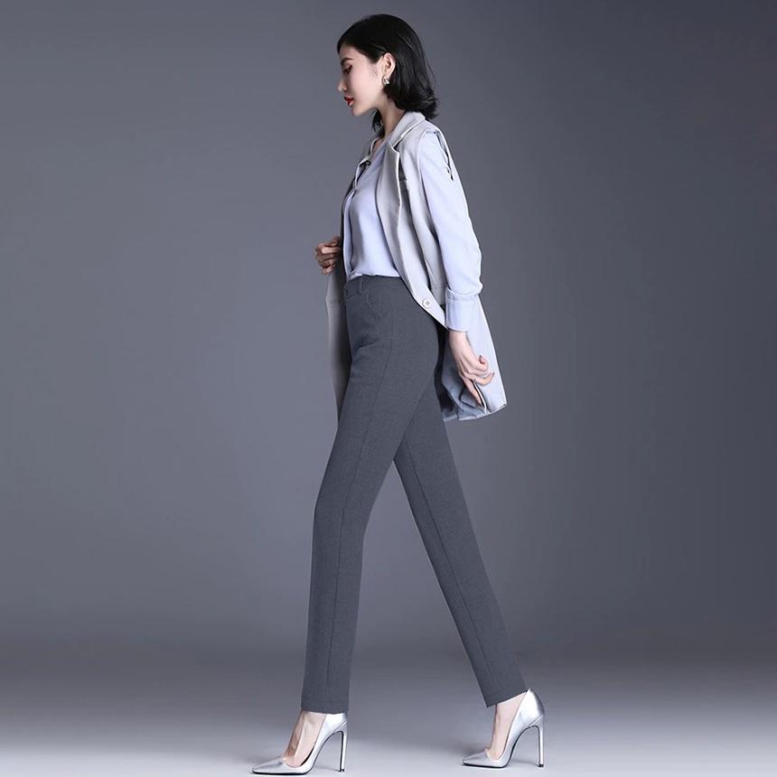 Quần tây công sở nữ kiểu mới ống đứng màu xám chì sang trọng thanh lịch