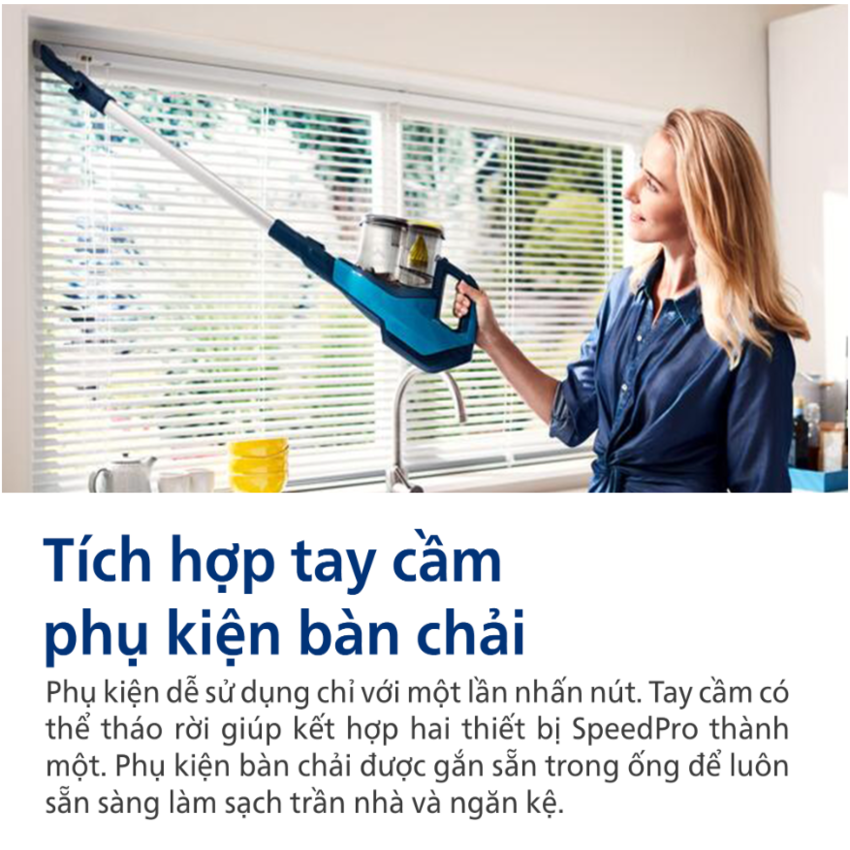 Máy hút bụi cầm tay không dây Philips dạng cán 3 trong 1 SpeedPro Aqua Thương hiệu Hà Lan cao cấp FC6730/81 - HÀNG NHẬP KHẨU, BẢO HÀNH 12 THÁNG