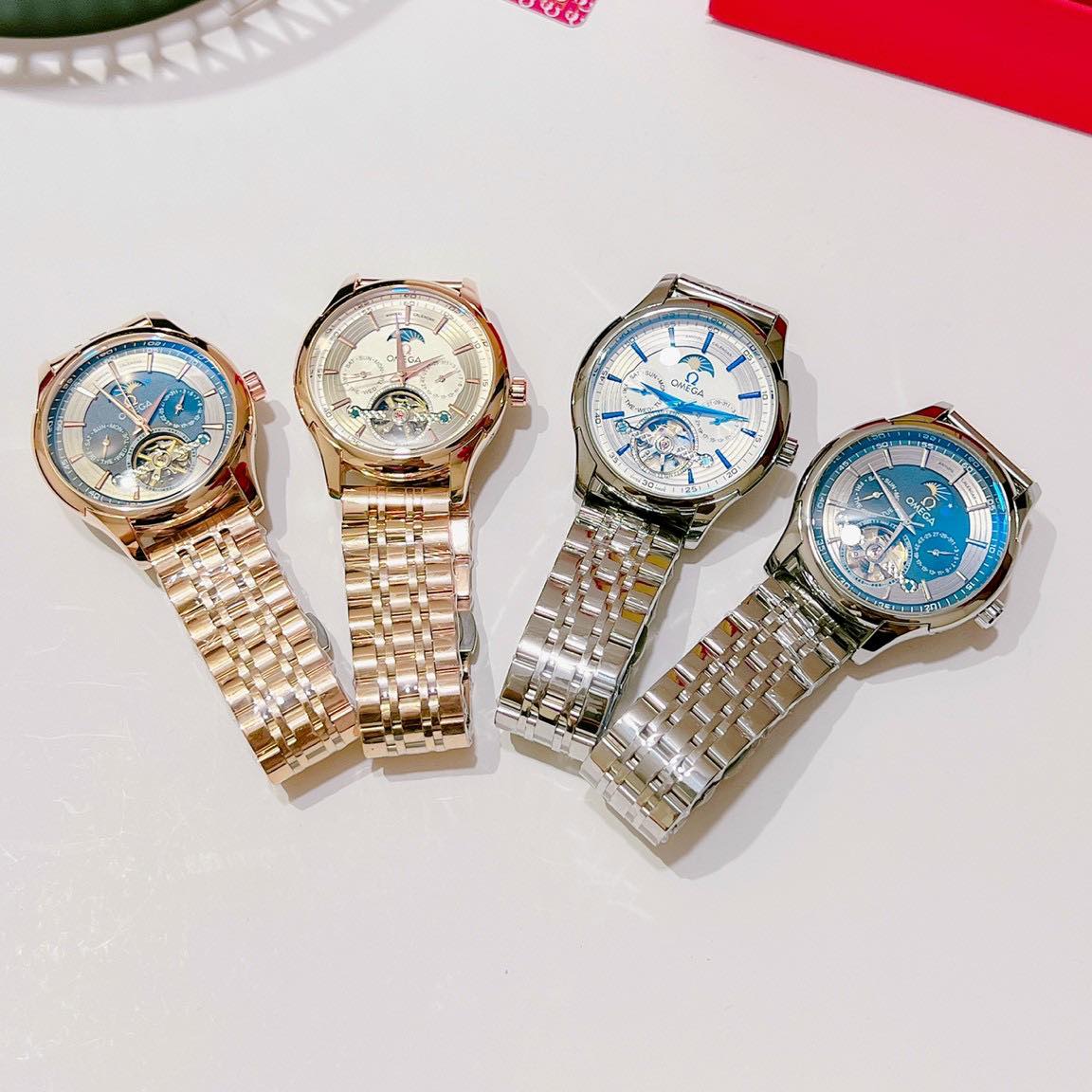 Đồng hồ cơ nam O.mega MÁY NHẬT chạy cơ automatic size 44 dây HỢP KIM đúc cao cấp CHÔNG NƯỚC