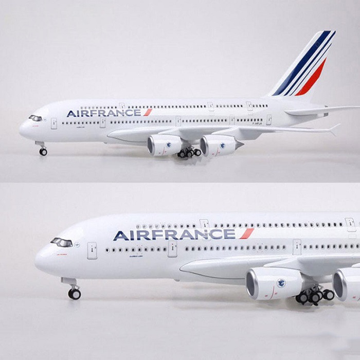 Máy bay mô hình tĩnh A380 Air France 47cm có bánh xe và led