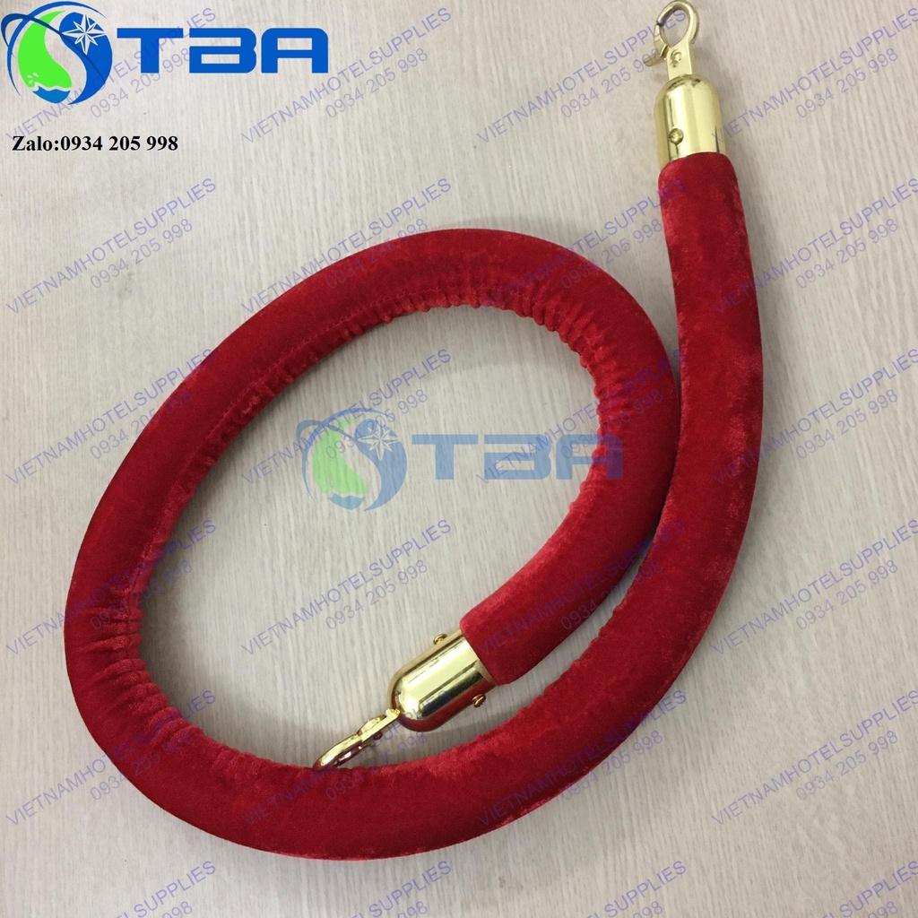Dây nhung màu đỏ cho cột trụ chắn inox dây trùng