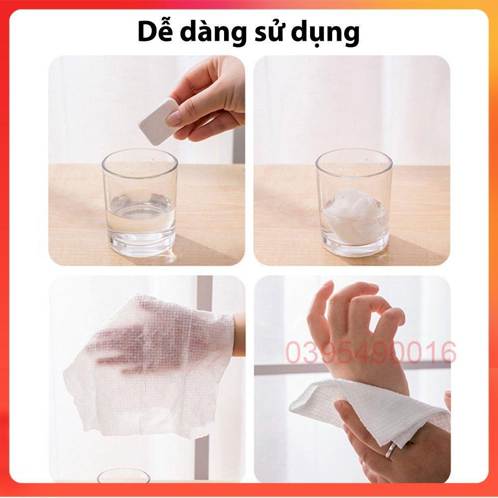 Khăn Giấy Nén Hàn Quốc Gói 20 Viên Cao Cấp- Khăn 24x30cm - Loại Dày 2 Lớp - Mang Đi Du Lịch